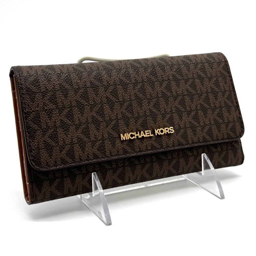 Michael Kors Large Trifold Wallet Brown Signature